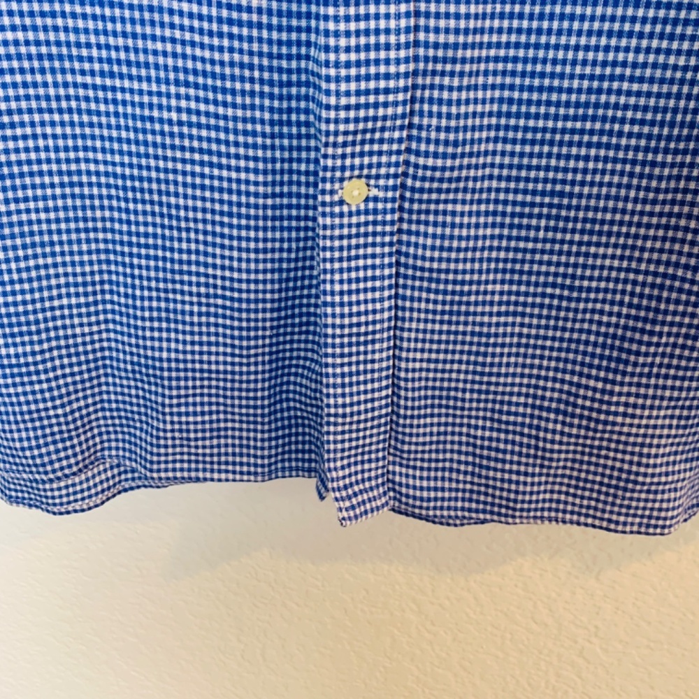 Ralph Lauren Mens Classic Fit Button Down Shirt Size Large 17 34/35 Blue Linen - Picture 8 of 13